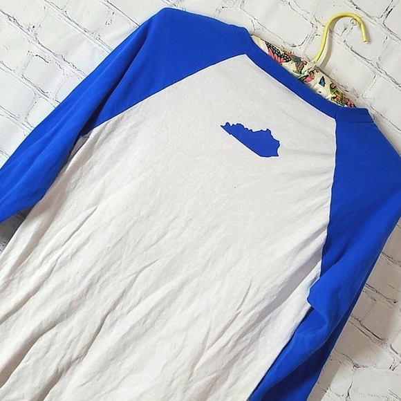 Kentucky Wildcats UK Navy Blue Baseball Quarter Sleeve Oversized Top Womens XS - Picture 7 of 13